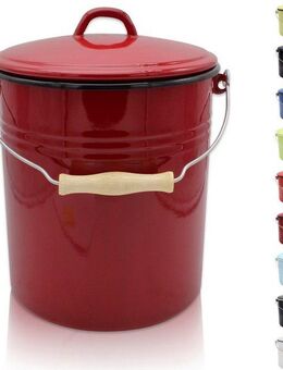 Krüger Mülleimer Emaille Mülleimer mit Deckel Serie Rio, schnitt- / kratzfeste Oberfläche, bakterienabweisend, extrem langlebig