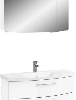 Saphir Badmöbel-Set Cassca Sprint 2-teilig Mineralmarmor-Waschtisch mit LED-Spiegelschrank, (2-St), Waschplatz mit 2 Schubladen, inkl. Dämpfer, 101 cm breit