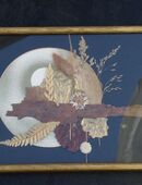 Collage Naturmaterialien Bild mit Glas 19,5x25,5 cm signiert 9,- in 24944