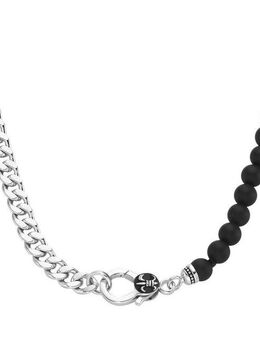 GIORGIO MARTELLO MILANO Collier Panzerkette, schwarzer Achat oder Perle, Silber 925