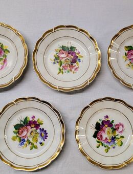 5 KPM Porzellan Zierteller 1844 Blumenmalerei Gold - Mendig