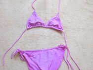 NEUw * Edel * DESIGNER * Lurex- Glitzer * Streifen * Neckholder * Triangel * Bikini * Gr. 38- 40/ S- M * 75B * Barbie * pink * silber * - Riedlingen