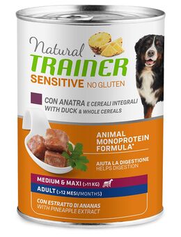 10 + 2 gratis! 12 x 415 g / 400 g Natural Trainer - Sensitive No Gluten Adult Ente & Vollkorngetreide 12 x 400 g