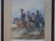 Bild mit Farblithografie , Reitende Artillerie ,Königreich Sachsen , Militaria , Uniformen ,Grafik - Görlitz