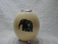 Original afrikanisches Straußenei als Teelichthalter mit Motiv Elefant - Alzenau