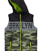 Jungen Kinder Weste Steppweste Camouflage Armee Kapuze Reißverschluss Grün Khaki Gr. 110 in 72459