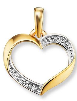 ONE ELEMENT Kettenanhänger 0.01 ct Diamant Brillant Herz Anhänger aus 585 Gelbgold, Damen Gold Schmuck Herz