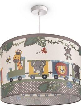 Paco Home Pendelleuchte Diamond 635, ohne Leuchtmittel, Kinderlampe Deckenlampe LED Kinderzimmer Lampe Zug Tieren, E27