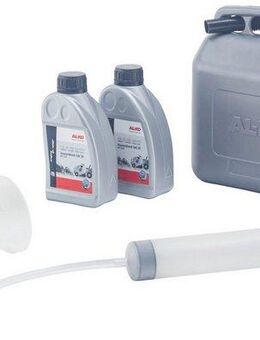 AL-KO Universalöl Starter-Set für Benzinrasenmäher, 1 x Motor-Service-Set, 2 x Rasenmäher-Motoröl, 1 x Benzinkanister