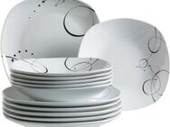 MÄSER Tafelservice Teller Set, Geschirr-Set Chanson (12-tlg), 6 Personen, Porzellan, fantasievolles Dekor, 12 Teile, für 6 Personen