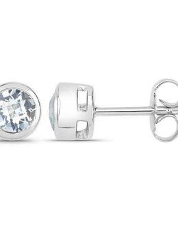 Vira Jewels Paar Ohrstecker 925-Sterling Silber rhodiniert glänzend Aquamarine hellblau rund