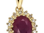 JOBO Kettenanhänger Anhänger mit rubin und 16 Diamanten, 585 Gold