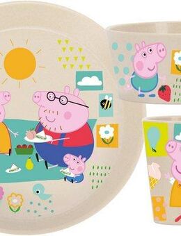 KOZIOL Kindergeschirr-Set CONNECT PEPPA PIG (3-tlg), 1 Personen, Kunststoff, Made in Germany, 3 Teile, für 1 Person