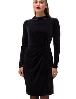 Zero Samtkleid Damen Samtkleid mit Stehkragen drapiert /gerafft
