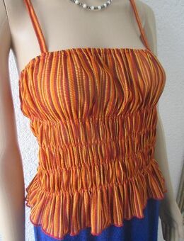 NEU * Streifen * Seiden CREPE * GEORGETTE * Spaghetti Träger * Smock * Schösschen Peplum * Bustier * Blusen * Kurz * Corp * TOP "APART" Gr. 36- 38/ S * terra- cotta * orange * bordaux- wein- dunkel- rot * - Riedlingen Zentrum