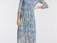 Laura Scott Meshkleid wadenlang, ausgestellt, aus Mesh, 3/4-Ärmel