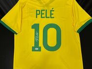 Handsigniertes gelb-grünes Trikot von Pele aus Brasilien, signiert, BAS COA - Berlin