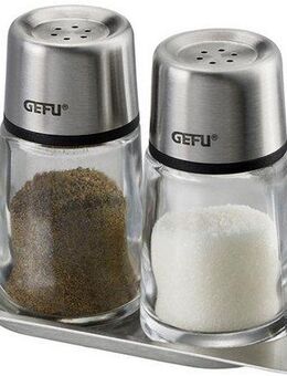 GEFU Salz- / Pfefferstreuer BRUNCH Set, (Set, 3-tlg), stilvolles, modernes Design aus hochwertigem Edelstahl und Glas