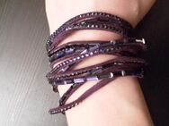 blaues Lederarmband mit Strasssteinen - Dortmund Aplerbeck