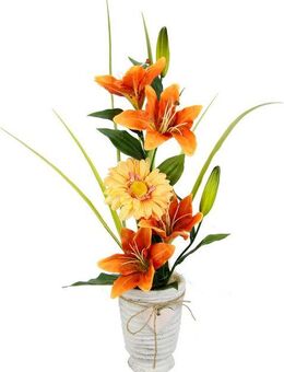 Kunstblume Gesteck aus Lilie und Gerbera, I.GE.A., Höhe 60 cm