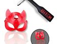 2 Teilig Katzenmaske Rot mit Peitsche Maske Fetisch BDSM Kostüm Rollenspiele 19,90€* in 78052