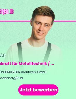 Fachkraft für Metalltechnik / Fachrichtung Umform- und Drahttechnik (m/w/d) - Fröndenberg (Ruhr)