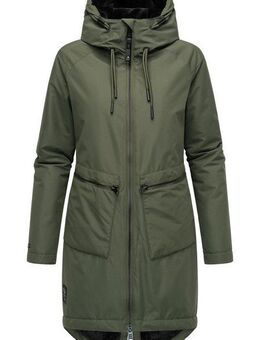 Ragwear Kurzmantel Holstic Wasserdichter Damen Wintermantel mit Kunstfell am Kragen