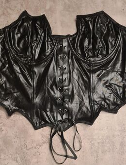 Korsage trägerlos zum vorne geschnürt in schwarzem PU Leder glänzend / Größen L und XL vorhanden / NEU - Marl (Nordrhein-Westfalen)