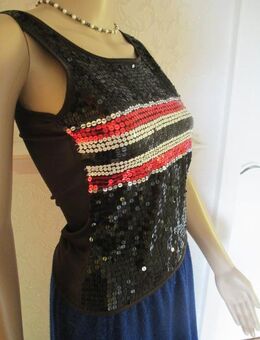 Abend * Ausgeh * Cocktail * Anlass * Disco- Party * Glitzer * Pailletten * Tank * Träger * Top * T- Shirt "mötivi" Gr. 34- 36/ XS- S * schwarz * rot * silber * weiß * - Riedlingen