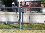 großes doppelflügeliges Stahlgitter-Einfahrttor, passend zu Doppelstabgitterfeldzaun (DSM) NUR ZUR SELBSTABHOLUNG - Berlin