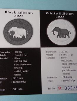 Münzset 2 x 1 Unze Silber Somalia Black & White 2022 - Halle (Saale)