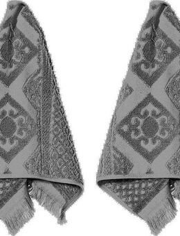 PAD Gästehandtuch Harlem, Frottee (Set, 2-St), Made in Europe, Uni Farben, mit Ornamenten, mit Fransen