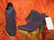 NEU mit ETIKETTEN * Stylisch * Shabby- Look * Robin Hood * Fransen * Echt Leder * Stiefeletten * Stiefel * Unkle Boots * Gr. 37/ 4 * lila * violett * - Riedlingen