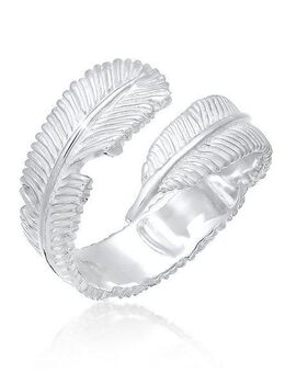 Elli Fingerring Offen mit Feder Design 925 Silber