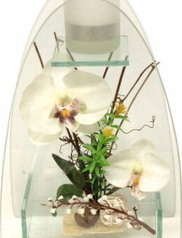 Kunstpflanze Orchidee mit Teelichthalter 23/15 cm Orchidee, I.GE.A., Höhe 23 cm