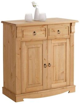 Home affaire Kommode Anna, Sideboard, Anrichte, Stauraumschrank (B/T/H: 94/40/91 cm), aus massiver Kiefer, Breite 94 cm, mit Kassettenoptik, FSC®