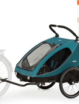 Hauck Fahrradkinderanhänger Dryk Duo, Ocean Green, für 2 Kinder, inkl. Buggy-Rad