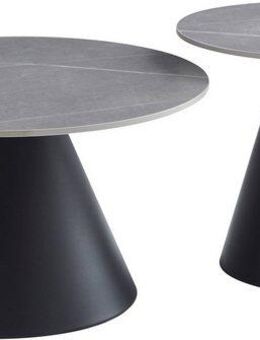 HELA Couchtisch DUSTIN (Set, 2-St), 2er Set Couchtisch, rund, Sintered Stone, Gestell kegelförmig