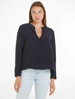 Tommy Hilfiger Langarmbluse VISCOSE CREPE V-NECK BLOUSE in Unifarbe