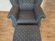 Sessel mit Hocker, blau - Herne