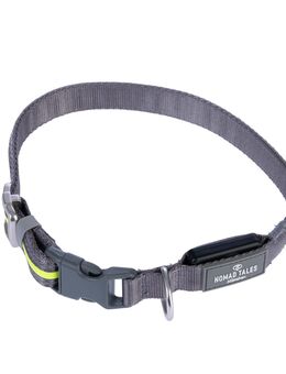 Nomad Tales Spirit USB LED Nylonhalsband, neongelb & grau - Größe S/M: Halsumfang 35-50 cm