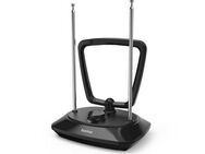 Hama Aktive Zimmerantenne schwarz für DAB+, DAB, DVB-T2, UKW, LED Anzeige Innenantenne (DAB, DAB+, DVB-T2, UKW, für Innenbereich), ringförmig, LTE Filter 5G, einstellbare Verstärkung, TV, Radio