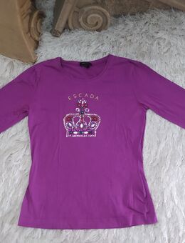 Escada Langarmshirt Shirt 34 XS Baumwolle lila Pailletten - Haan