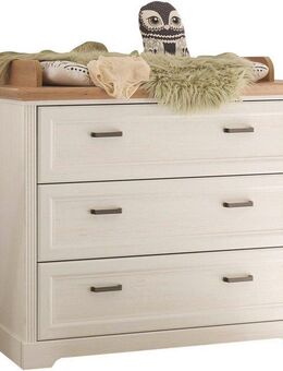 Begabino Wickelkommode Jasmin Kommode mit Wickelaufsatz, im Landhausstil, Kommode mit 3 Schubkästen