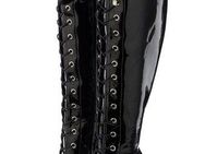 LASCANA Belle Affaire High-Heel-Stiefelette zum Schnüren Overkneestiefel mit Reißverschluss und Plateausohle, erotische Lack-Optik