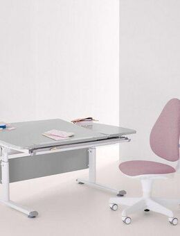 PAIDI Kinderschreibtisch DIEGO CURVED GT, Schülerschreibtisch, ergonomisch, mitwachsend, stufenlos höhenverstellbar, geteilte Tischplatte neigbar