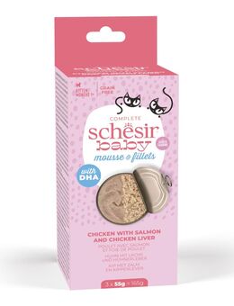 Schesir Baby 36 x 55 g - Huhn mit Lachs und Hühnerleber