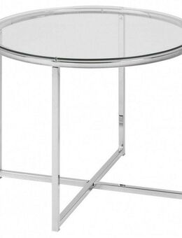 ACTONA GROUP Glastisch Cross, Runder Beistelltisch, gehärtetem Klarglas, Stahlgestell, T: 55 cm