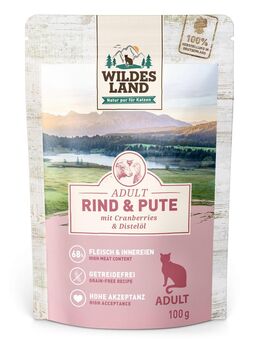 Wildes Land Cat 12 x 100 g - Rind & Pute mit Cranberries