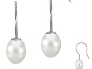 1 Paar Perlohrhaken ,Sterling Silber 925/-, mit echten Süßwasserzuchtperltropfen - Essen